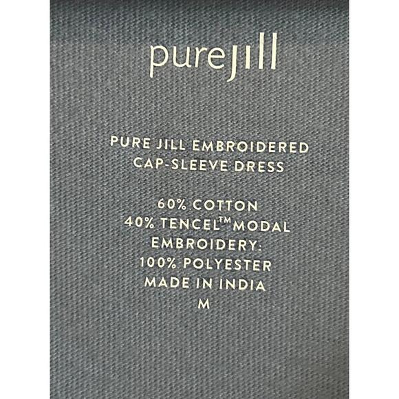 J. Jill Womens Dress Sz Medium Blue Cap Sleeve V Neck Embroidered Classic - Picture 5 of 6